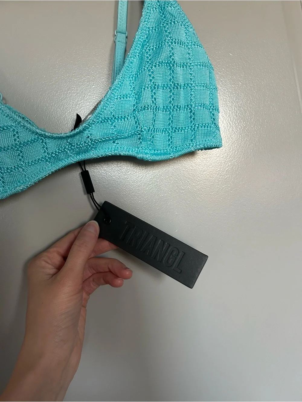 NWT triangl Women’s  swimwear Crochet Bikini Top - Aqua Blue